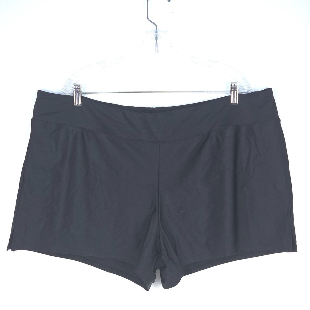 Catalina Swim Shorts‎ Women's 3X Black Plus Size High Waist Stretch Lined Summer